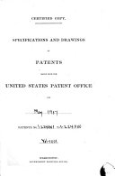 Specifications and Drawings of Patents Issued from the United States Patent Office for     Book