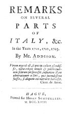 Remarks on Several Parts of Italy, &c. in the years 1701, 1702, 1703