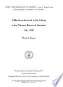 Publications Received In The Library Of The National Bureau Of Standards July 1962