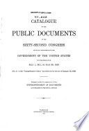 Catalogue of the Public Documents of the     Congress and of All Departments of the Government of the United States