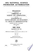 1972 National Science Foundation Authorization