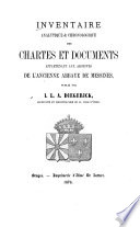 Inventaire analytique et chronologique des chartes et documents appartenant aux archives de l'ancienne abbaye de Messines