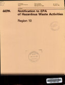 Notification to EPA of Hazardous Waste Activities