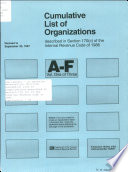 Cumulative List of Organizations Described in Section 170  c  of the Internal Revenue Code of 1954 Book