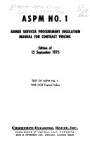Armed Services Procurement Regulation Manual for Contract Pricing