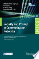 Security and Privacy in Communication Networks Book