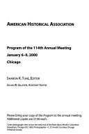 Program of the     Annual Meeting of the American Historical Association