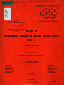 Hearings on the Nuclear Initiative  Technological concerns in nuclear reactor safety Book