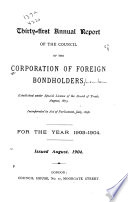 Report of the Council of the Corporation of Foreign Bondholders