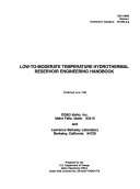 Low to moderate Temperature Hydrothermal Reservoir Engineering Handbook
