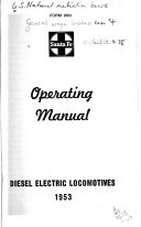 Operating manual, diesel electric locomotives