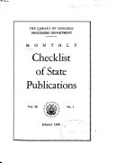 Monthly Checklist Of State Publications