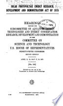 Solar Photovoltaic Energy Research  Development  and Demonstration Act of 1978