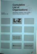 Cumulative List of Organizations Described in Section 170 (c) of the Internal Revenue Code of 1986