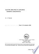Electric Smelting of Low grade Chromite Concentrates Book