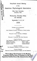 Program of the Annual Meeting of the American Psychological Association