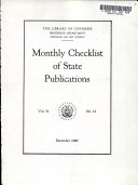 Monthly Checklist of State Publications