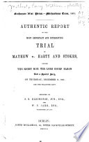 Authentic Report Of The Most Important And Interesting Trial Of Mathew V Harty And Stokes
