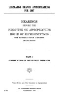 Legislative Branch Appropriations For 2007, Part 1, 109-1 Hearings, *