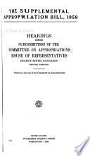 The Supplemental Appropriation Bill 1959