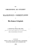 The Companion Book and Supplement to Blackstone's Commentaries on the Laws of England