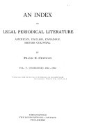 An Index To Legal Periodical Literature