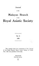 Journal of the Malaysian Branch of the Royal Asiatic Society