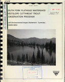 South Fork Flathead Watershed Westslope Cutthroat Trout Conservation Program