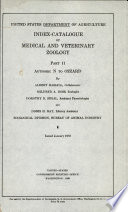Index catalogue of Medical and Veterinary Zoology Book