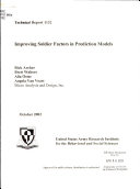 Improving Soldier Factors in Prediction Models
