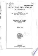 List Of War Department Documents