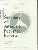 Summary of Awards and Published Reports Under the Program of University Research for Fiscal Years 1973 and 1974