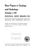 Short Papers in Geology and Hydrology, Articles 1-59
