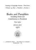 Books and Pamphlets  Including Serials and Contributions to Periodicals