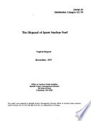 The Disposal of Spent Nuclear Fuel
