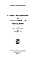 A Translator s Handbook on Paul s Letters to the Thessalonians