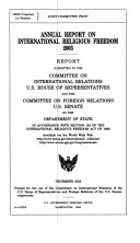 108-1 Joint Committee Print: Annual Report on International Religious Freedom 2003, December 2003, *