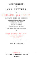 Supplement to The Letters of Horace Walpole