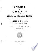 Memoria que el Ministerio de Educación presenta al Congreso Nacional de la República de Venezuela