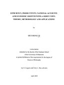 Efficiency  Productivity  National Accounts and Economic Growth with a Green View