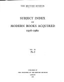 Subject Index of Modern Books Acquired 1881 1900   Book