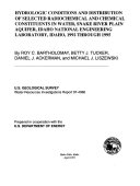 Hydrologic Conditions and Distribution of Selected Radiochemical and Chemical Constituents in Water, Snake River Plain Aquifer, Idaho National Engineering Laboratory, Idaho, 1992 Through 1995