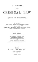 Read Pdf A Digest of the Criminal Law  crimes and Punishments  by the Late James Fitzjames Stephen  Bart
