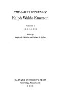 The Early Lectures of Ralph Waldo Emerson