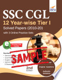  Free Sample  SSC CGL 12 Year wise Tier I Solved Papers  2010 20  with 3 Online Practice Sets 2nd Edition Book