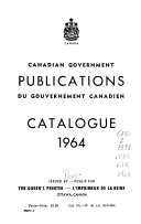 Canadian Government Publications: Catalogue