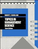Topics in Management Science Book