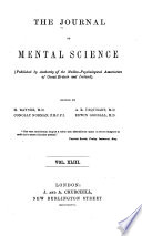 The Journal of Mental Science Book