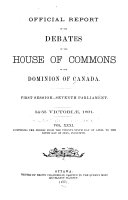 Official Reports of the Debates of the House of Commons of the Dominion of Canada