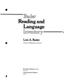 Bader Reading and Language Inventory Book